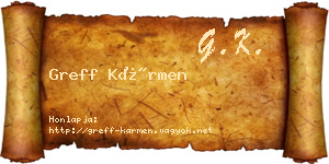 Greff Kármen névjegykártya